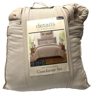 details by Becki Owens 3-Piece Ryan Cotton Comforter Set, King - Taupe